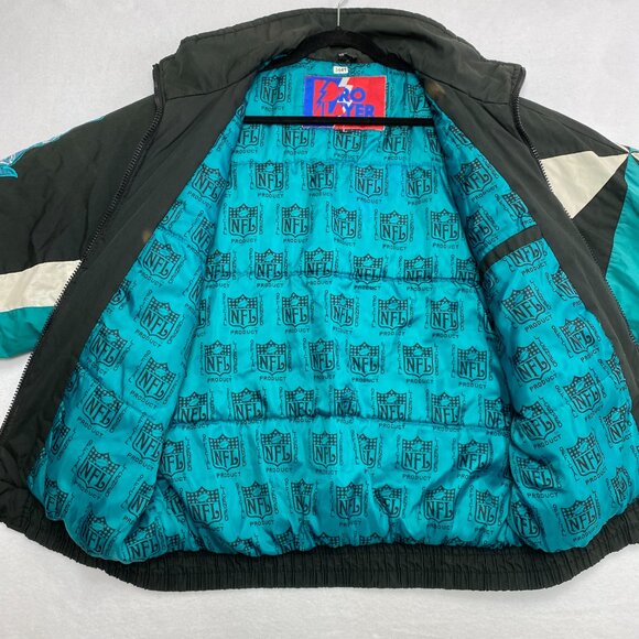 Vtg Miami Dolphins Puffer Jacket Men's L Pro Player Daniel Young Windbreaker - Picture 9 of 16